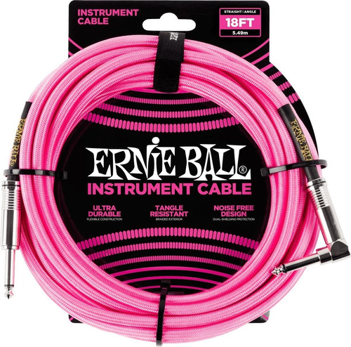Cabo Instrumento Ernie Ball 5.49m Plug L / Reto Pink 6083 