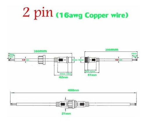 Conectores Impermeables Yetor 2 Pines, 16awg Macho Hembra