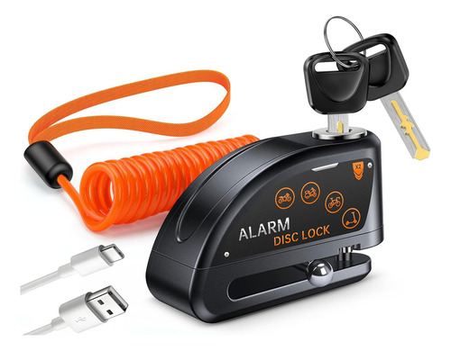 Candado De Disco Con Alarma Para Motocicleta Antirrobo Negro Color