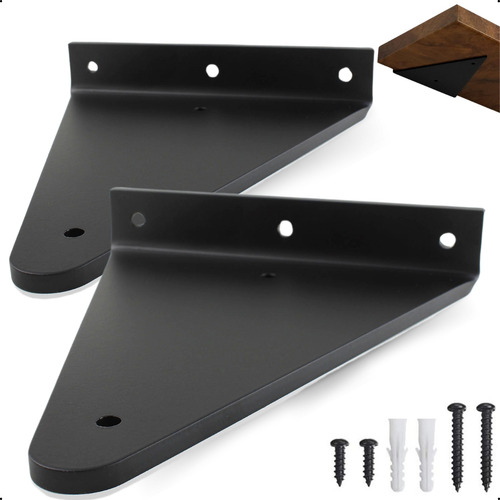 25cm - Mão Francesa Cantoneira Preta Reforçada - Rio Design99 - Ferro Aço Suporte Para Prateleira Resistente Industrial Prateleira Madeira Bancada Estante Triangular S48