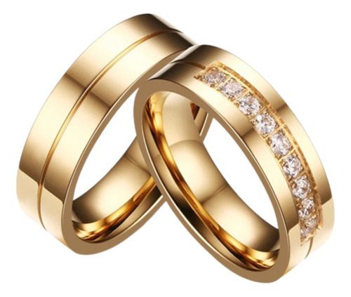 Anillos Matrimonio Alianzas Diamonds Bañado Oro 18k Geneika