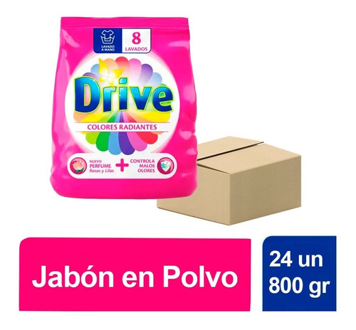 Pack X 24 Un Drive Jabon Polvo Colores Radiantes 800 Gr