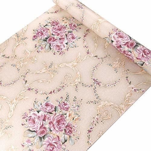 Papel Tapiz - Lifavovy Vintage Rose Floral Peel And Stick Wa