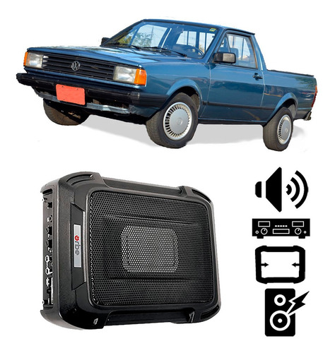 Caixa Slim Vw Saveiro G1 1987 A 1990 350w Rms Amplificada