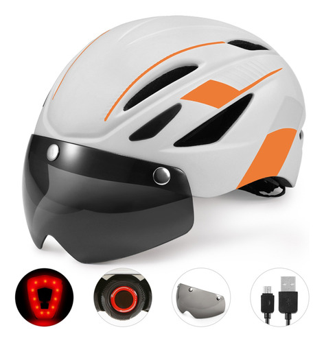 Casco De Moto Con Batería Recargable Impermeable