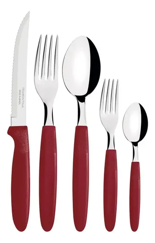 Faqueiro Inox Tramontina Ipanema 30 Peças Jogo De Talheres Cor Vermelho