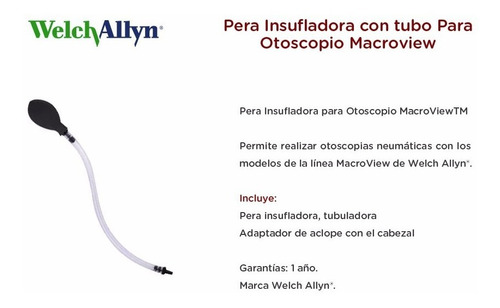 Imagen 8 de 12 de Pera Insufladora Welch Allyn Con Tubo P/ Otoscopio Macroview