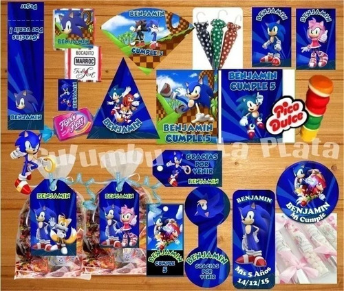 Imagen 8 de 8 de Kit Imprimible Sonic Cumpleaños Candy Bar Fiesta Cotillon