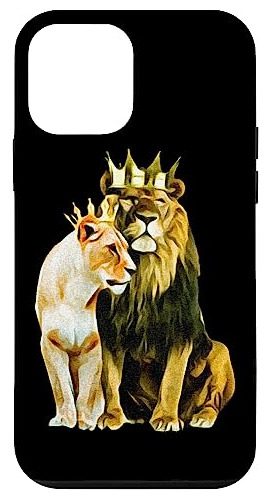 Funda Para iPhone 12 Mini King Lion Crown Queen Lioness C-02