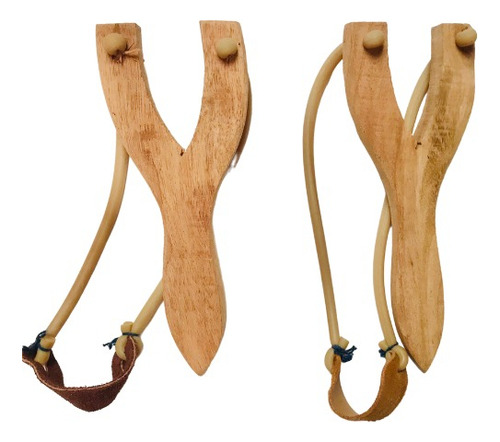 2 Resorteras Artesanales De Madera - Charpes