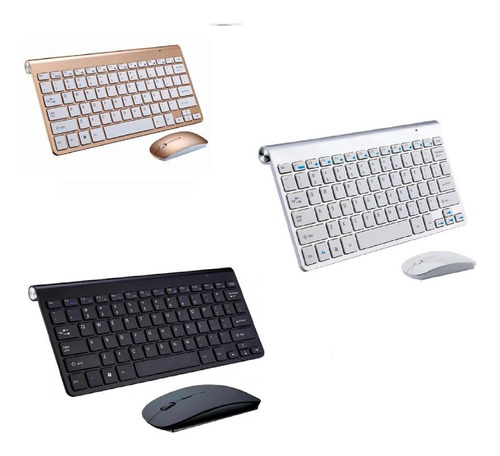 Kit Teclado Y Mouse Compacto Negro/dorado/blanco