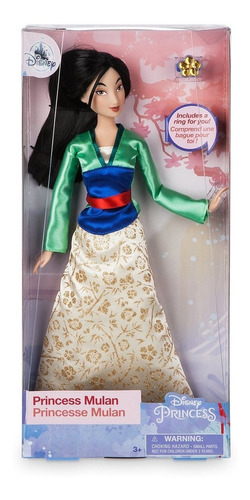 Muñeca Clásica Princesa Mulan Disney Con Anillo Y Caja