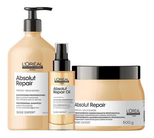 Kit L'oréal Pro Gold Quinoa - Shampoo E Máscara E Óleo 90ml