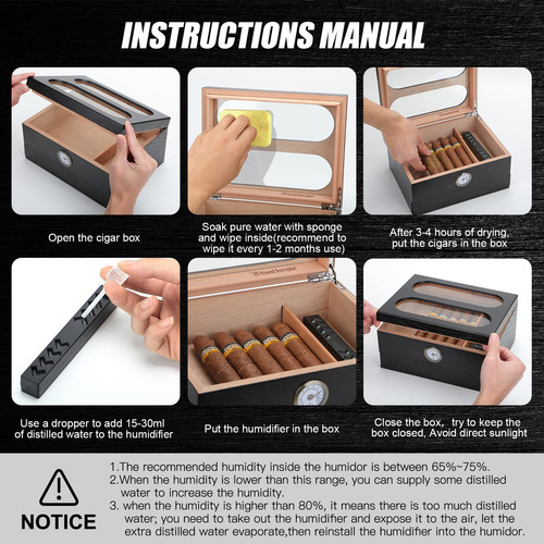 Caja De Cigarros Con Accesorios Humidor Madera 20-35 Unid Ne