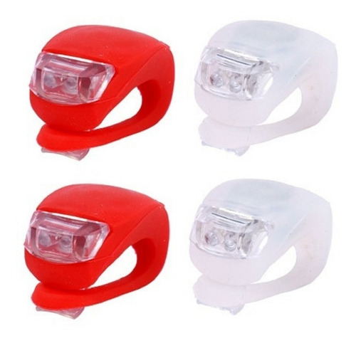 4 Blister Luz Bici Silicona Doble Led 3 Func X 2 Unidades   Blanca Roja - El Mejor Precio De Accesorios Para Bicicletas 