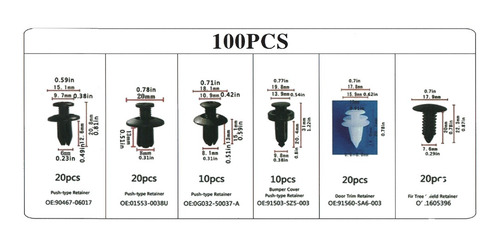 Imagen 3 de 6 de Broche Grampa Tapizado Auto Interior Kit 100 Piezas