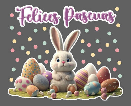 Imagen 3 de 10 de Vinilos Vidriera Felices Pascuas Conejos Huevos