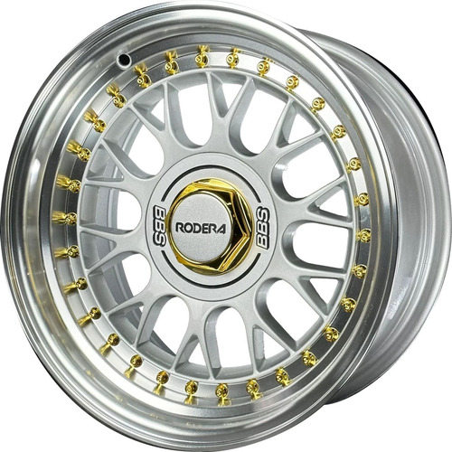 Jogo 4 Rodas Aro 15x8 Rdr Sport Rs 4x100/108 Prata C/dourado