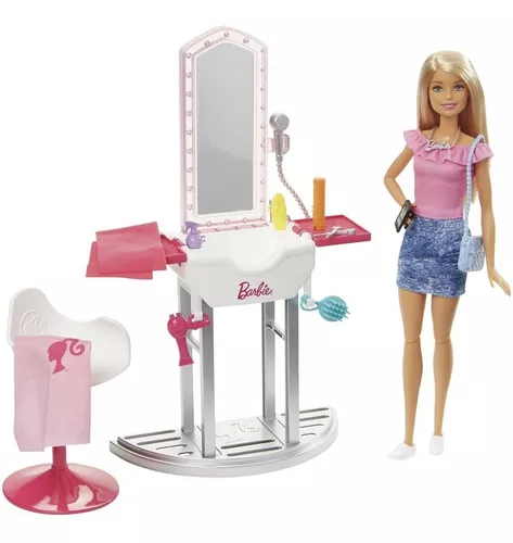 Boneca E Playset - Salão De Beleza E Barbie Fjb36 Mattel