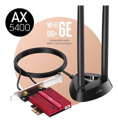 Tarjeta Wifi 6e Cudy We4000 Pci-e Ax5400 + Bluetooth 5.2 Kt