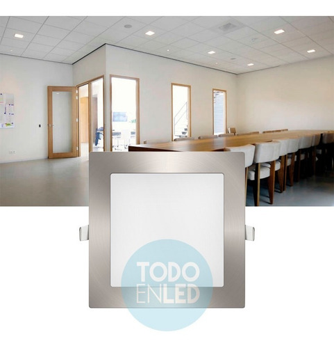 Imagen 2 de 7 de 10 Paneles Led Embutir Cuadrado Níquel Platil 12 Watt L.fria