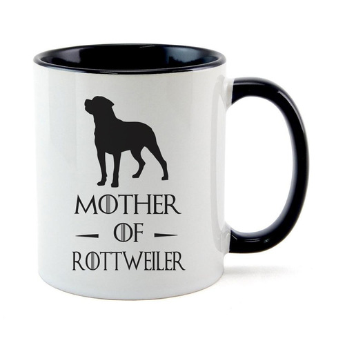 Caneca Interior E Alça Preta Mother Of Rottweiler Guerra 