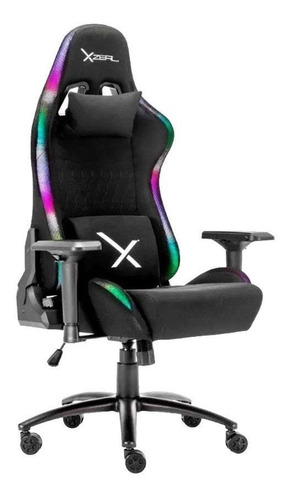 Imagen 2 de 3 de Silla de escritorio Xzeal RGB XZ15 gamer ergonómica negra con tapizado de tela