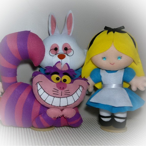 Alice No País Das Maravilhas - Kit 3 Personagens Feltro 25cm