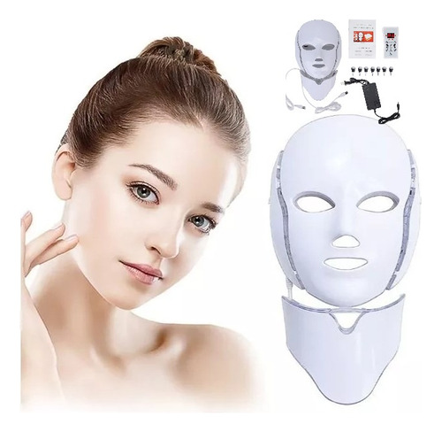 Máscara Con Cuello Led 7color Antiarrugas Rejuvenece Acne