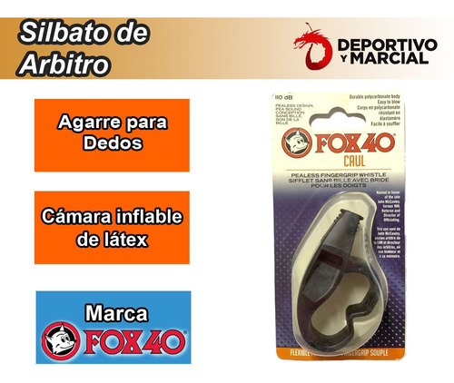 Silbato De Arbitro Con Agarre Para Dedos Fox 40 Caul Referi