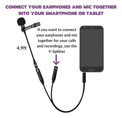 Purple Panda Smartphone Lavalier Microfono De Solapa Con