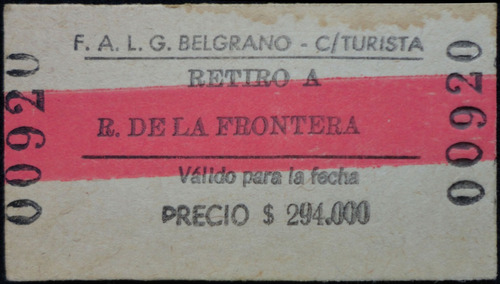 Boleto Antiguo De Ferrocarril F.a.l.g. Belgrano. 46038