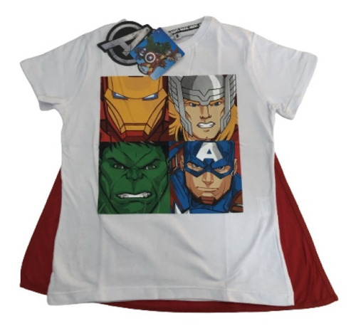 Remera Avengers Vengadores Con Capa Desmontable Dos Colores 