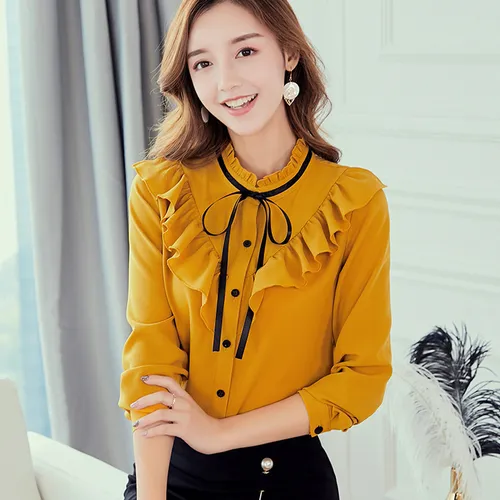 Blusa chifon manga larga new arrivals