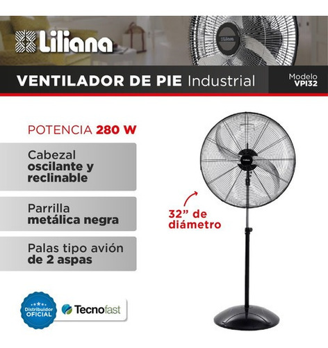 Ventilador Industrial De Pie Liliana 32 Pulgadas Vpi32 280w