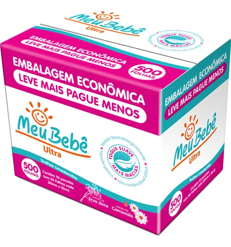 comprar Kit Toalha Umedecida 500 Unidade 5 Pacotes Meu Bebê Ultra