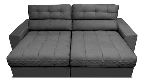 Sofá Retrátil e Reclinável com Molas Ensacadas Cama inBox Master 2,12m Tecido Suede Cinza