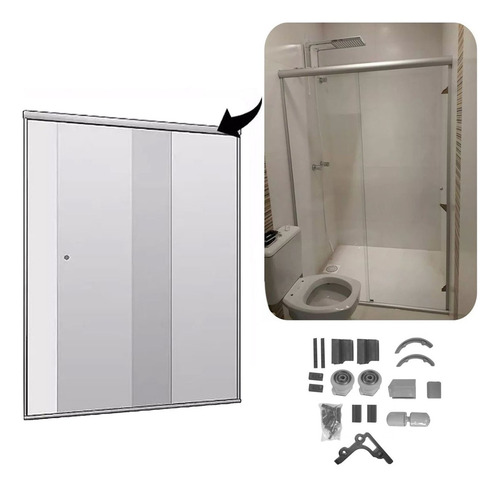 Kit Aluminio Natural Banheiro Box Fosco 1,90x1,50cm S/ Vidro Cor Cinza