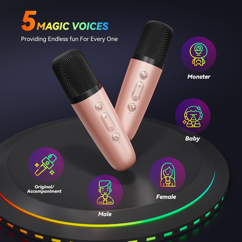 Mini Altavoz Portátil Bluetooth Karaoke Con 2 Micrófonos