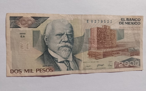 Billete De 2000 Mil Pesos Mexicano Año 1989