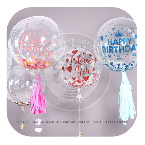 X 50 Globo Burbuja Bobo Cristal 40 Cm Transparente Sin Led Transparente