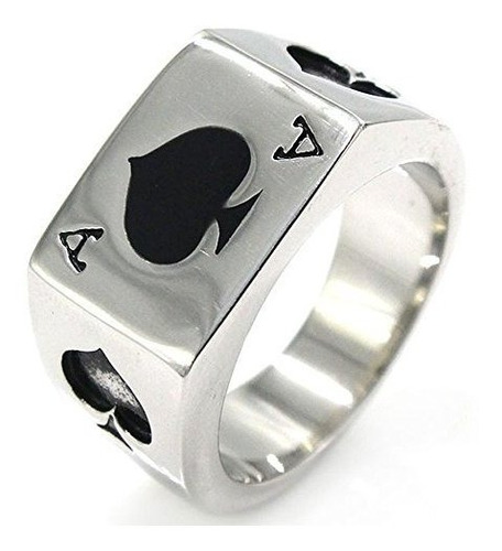 Jajafook Anillo De Acero Inoxidable Para Hombre, Poker Spade