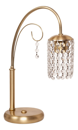 Lampara Colgante 1 Luz Lyon Dorado C/ Caireles De Vidrio Estructura Bronce Mate