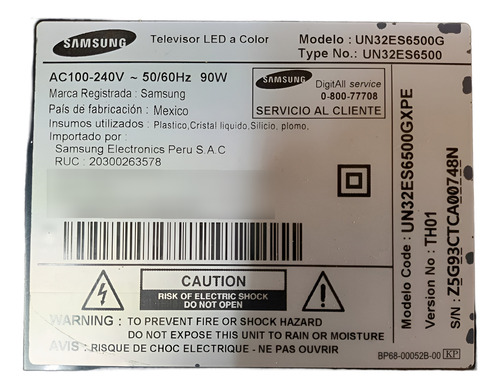 Solo Repuestos Del Tv Leds Samsung De 32 Model: Un32es6500g