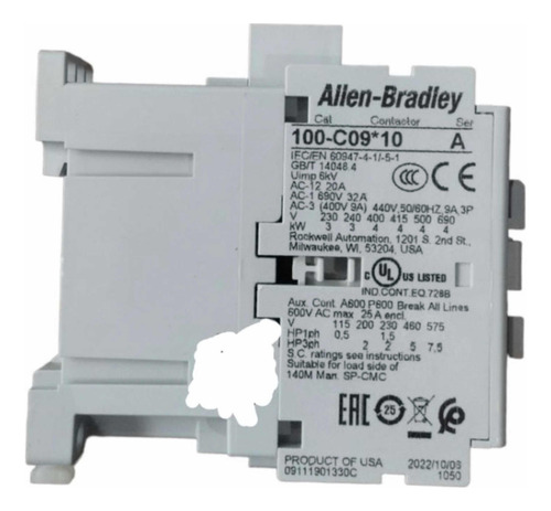 Contactor Trifasico Allen Bradley 100-c09d10