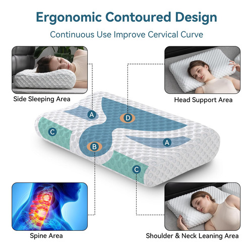Hom&cosy Almohada De Espuma Viscoelástica, Almohada Ortopédi