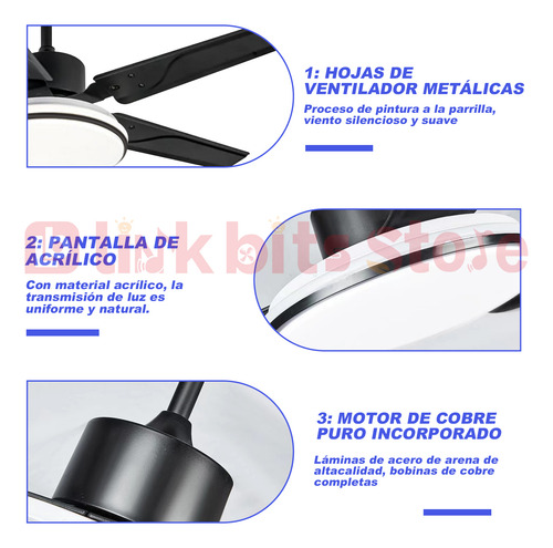 Abanico De Techo Modernos Megaluz Con Control Luz 6vel 1.067 M 60hz Negro Negro Hierro 5