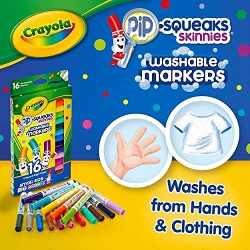 Marcadores Lavables Crayola, Kit Pip Squeaks Skinnies X16u