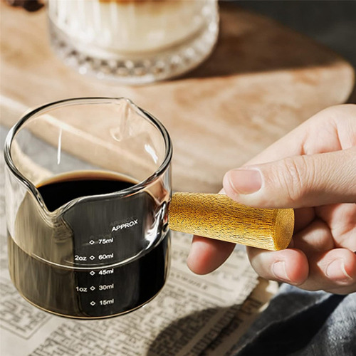 Vasos De Café Espresso Con Doble Caño Y Mango De Madera, 75
