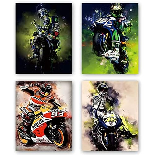 Pintura De Arte De Pared De Motocicleta, Cartel De Moto...